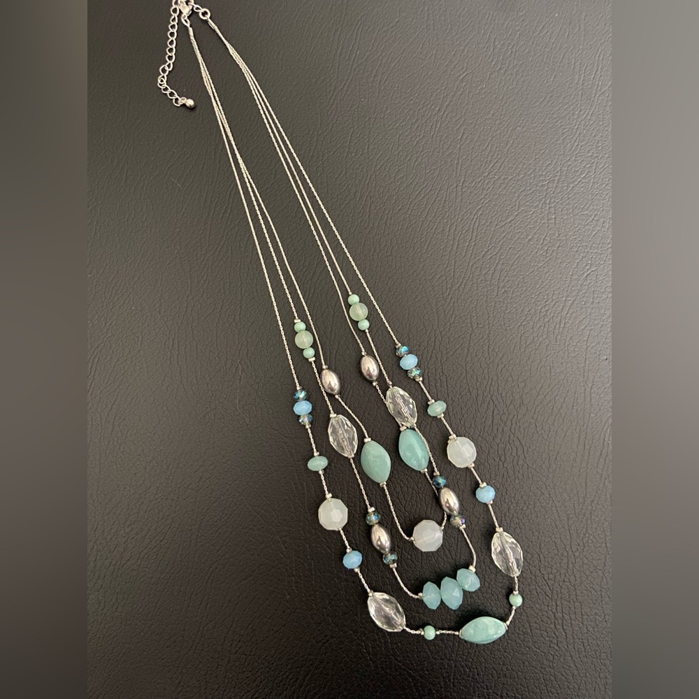 Elegant Silver and Blue Multi-Strand Necklace